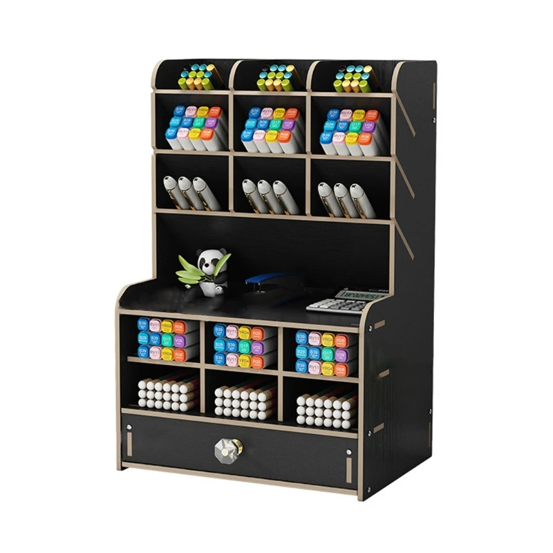 

Multi-function Marker Pen Pencils Storage Holder Sundries Organizer Wooden Stand N84A