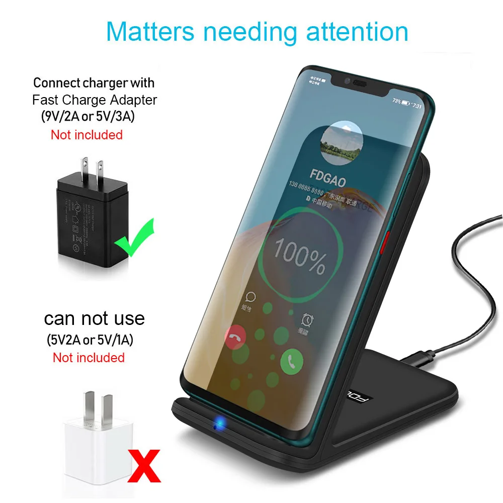 Беспроводная зарядная док-станция FDGAO 15 Вт Qi для iPhone 11 Pro XS XR X 8 Samsung S20 S10 S9 Note 20 10 QC 3 0