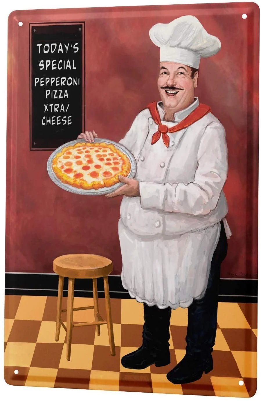 

Bit Food Pizza Chef Barstool New Metal Tin Sign Retro Vintage Aluminum Sign for Home Coffee Wall Decor Bar