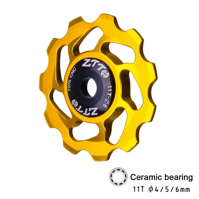 

MTB Bicycle Rear Derailleur Jockey Wheel 11T Ceramic Bearing Pulley AL7075 CNC Road 4/5/6mm Jockey Wheel Bike Guide Roller Idler