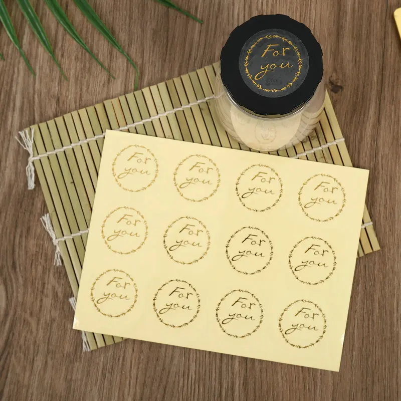 

60Pcs 120pcs/Lot Cute FOR YOU Seal Sticker Round Black Seal Sticker Mutifunction DIY Decorative Gifts Package Labels for Baking