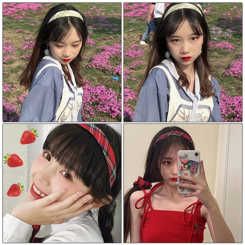 Женский винтажный ободок AWAYTR широкий в клетку с ромашками 3 см аксессуар для