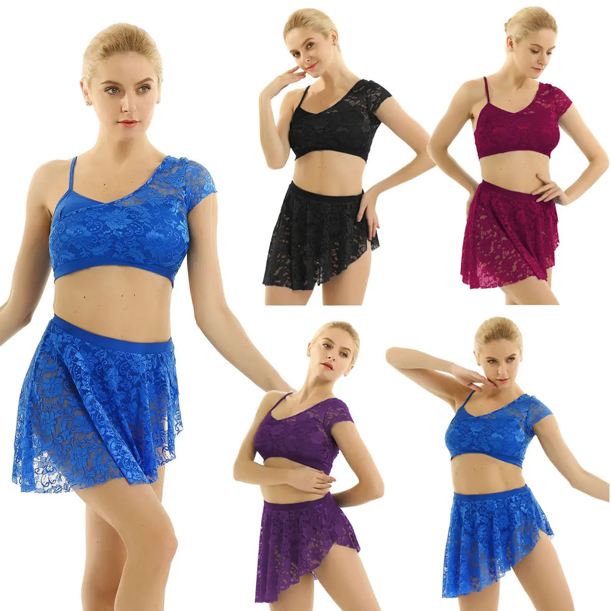 Платье для латинских танцев 2 шт. женский кружевной Лирический топ с шортами