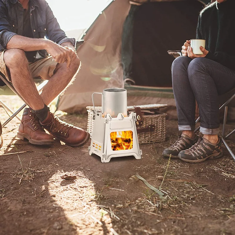 

Lightweight Stainless Steel Camping Stove Portable Foldable Wood Burning Backpacking Stove for Outdoor Camping, Hiking