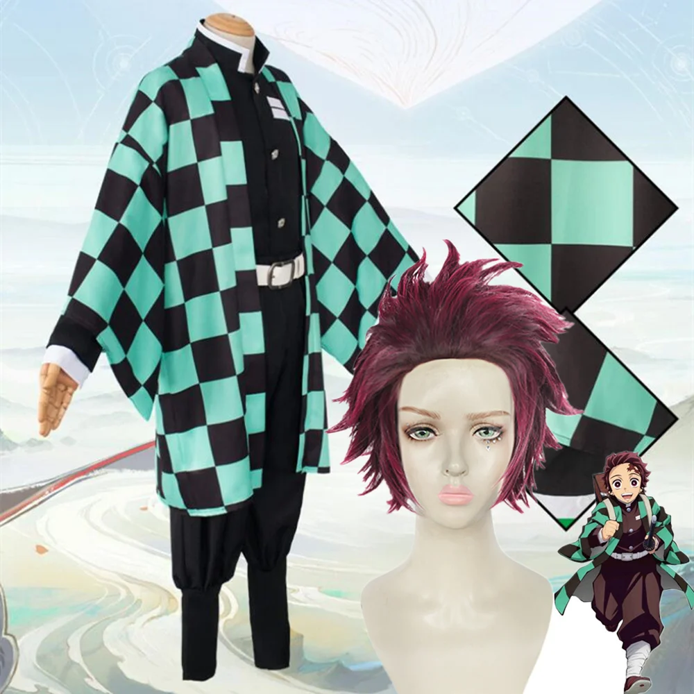 Для взрослых и детей демон убийца Tanjirou камадо Косплэй костюм Kimetsu без Yaiba мужчин