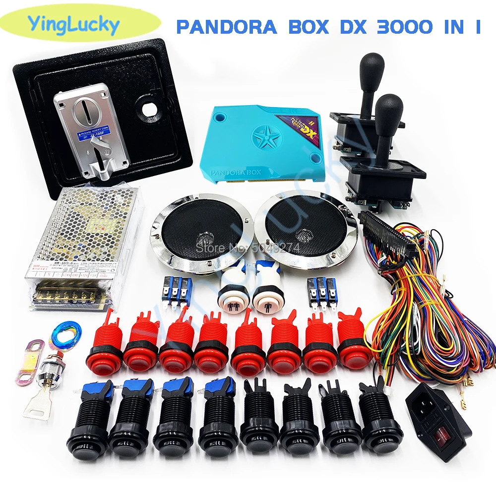 Free shipping pandora box 3D DX 3000 IN 1 DIY ARCADE KIT+power supply+jamma cable+American joystick buttons doll door | Спорт и