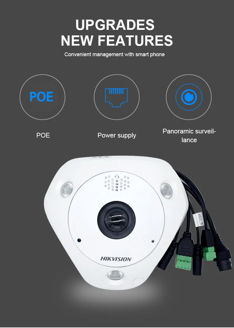 HIKVISION DS-2CD63C5F-IHVS Замена DS-2CD63C2F-IVS водонепроницаемый 12MP рыбий глаз ip-камера Встроенный микрофон динамик H.265 PoE