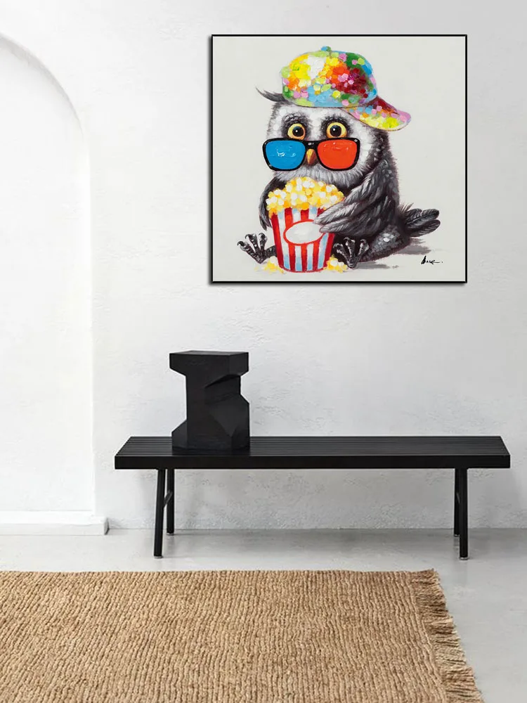 Модная Современная Милая Красочная картина маслом в виде совы абстрактные