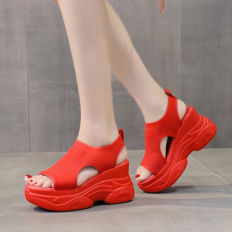 

Sandals Straps Espadrilles Platform Clogs Wedge Female Shoe 2021 Women's Open Toe Increasing Height High Heels Muffins shoe All-