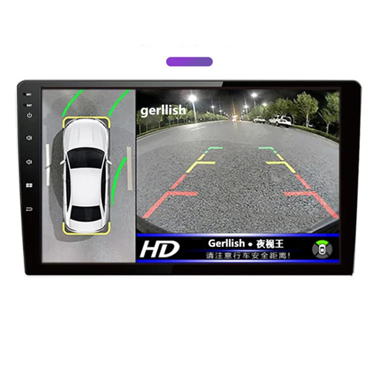 Surrounding 360 degree car camera bird view monitor system with 4 HD camera 180 degree wide angle security parking system