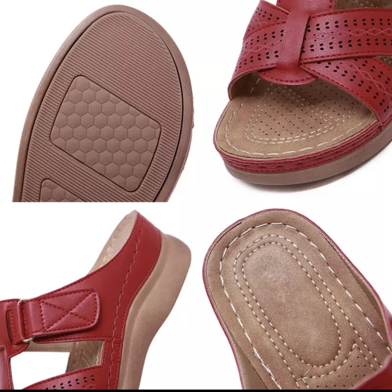 Brand Women Shoes Summer Ladies Casual Outdoor Beach Slides Sandals Leather Female Platform Retro Shoes plus size 35-43