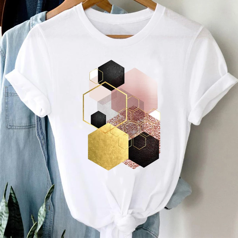 

T-shirts Women 90s Style Geometric Trend Spring Summer Fashion Clothes Graphic Tshirt Top Lady Print Female Tee T-Shirt