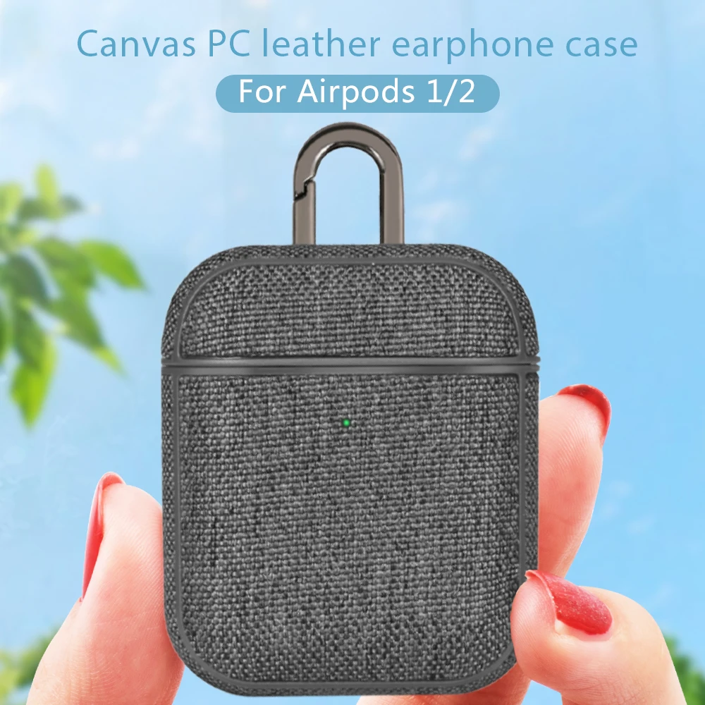 

PC Earphone Case Capa Shell For Apple AirPods 1 2 Protective Cover Earphone Accessories for AirPods1 2 Canvas Case With Keychain