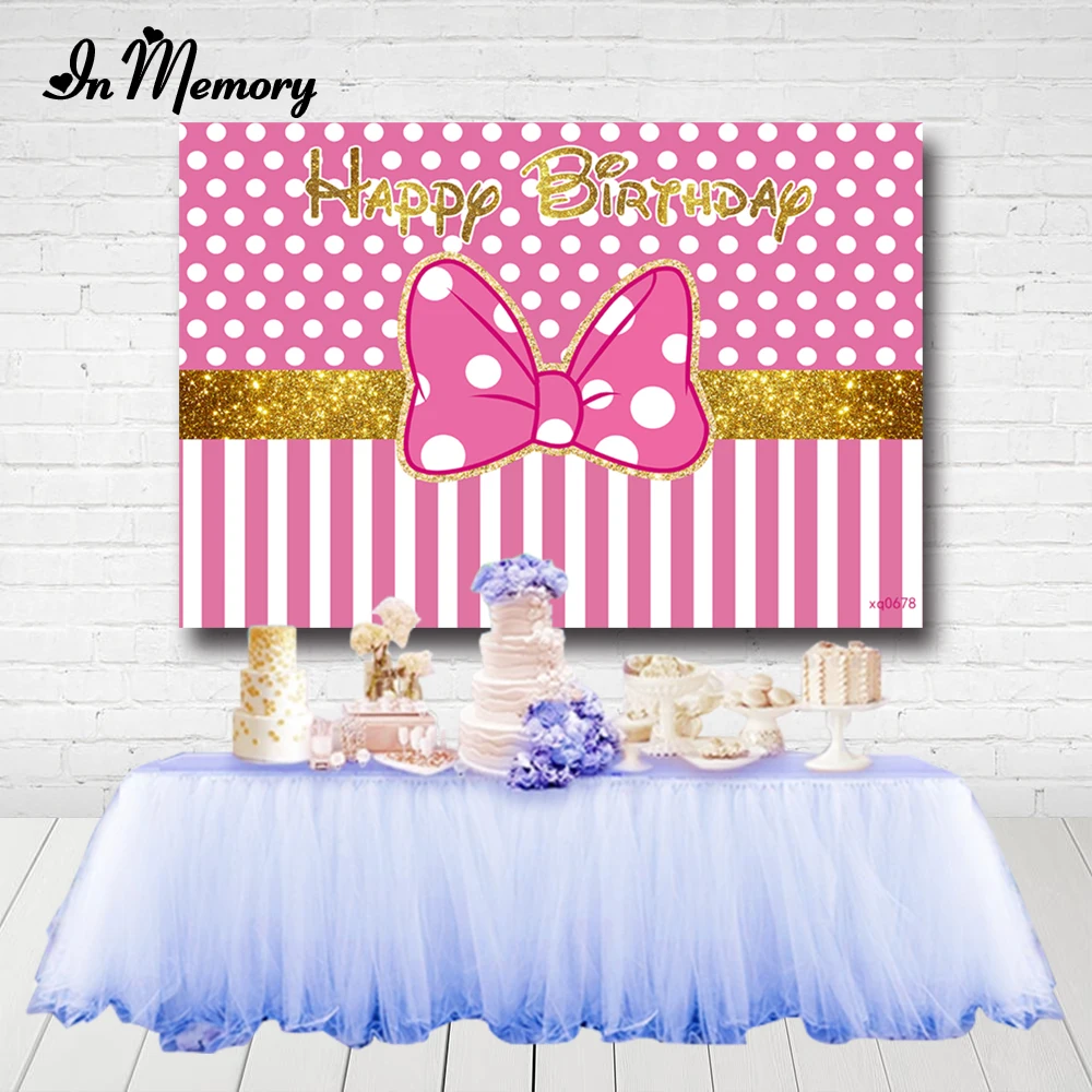 InMemory розовые тематические фоны для дня рождения девочек с большим бантом золотой
