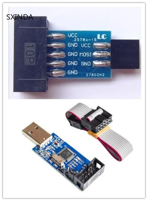 Плата адаптера с 10Pin на 6 Pin + USB программатор USBASP USBISP AVR ATMEGA8 ATMEGA128 ATtiny/PWM модуль