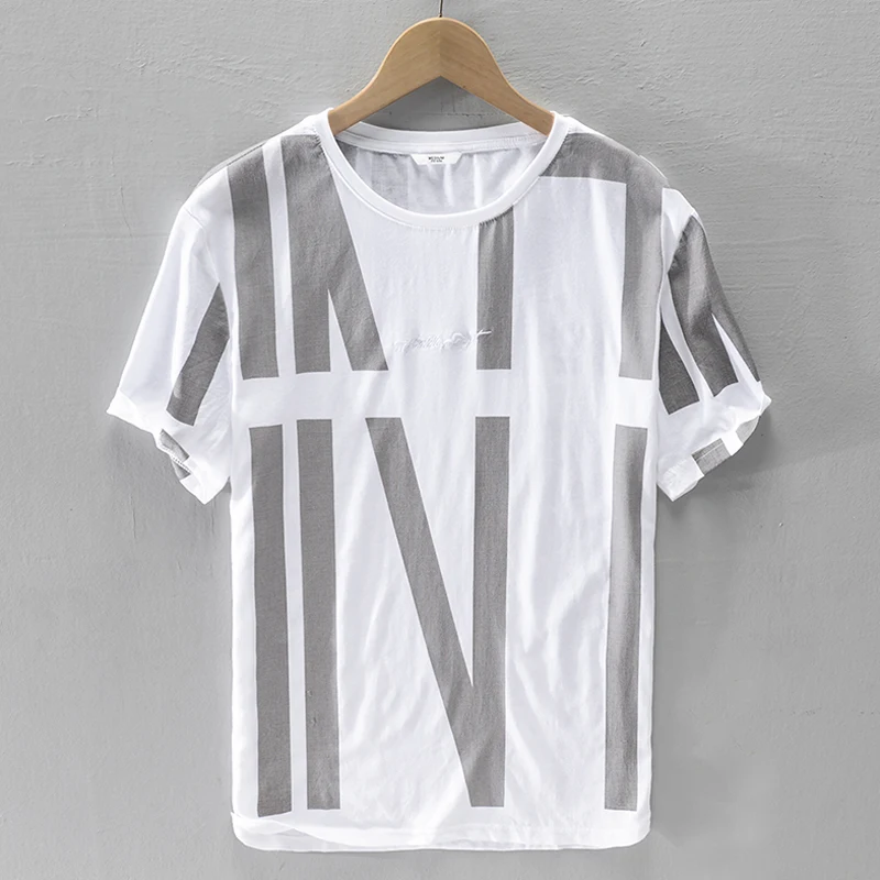 

Striped Short Sleeve Tshirts for Men Summer Cotton Linen O-Neck Graphic Tees Male Fashion Casual Retro Funny T Shirts 2021 New