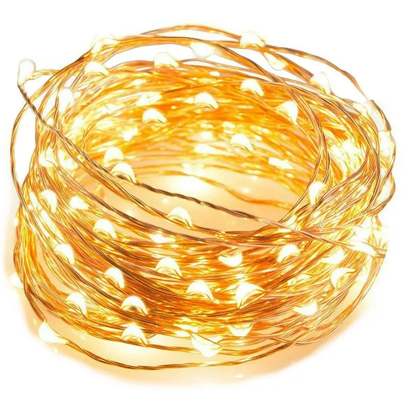 50 100 LED Звездная гирлянда батарея огни феи микро светодиодная прозрачная медная