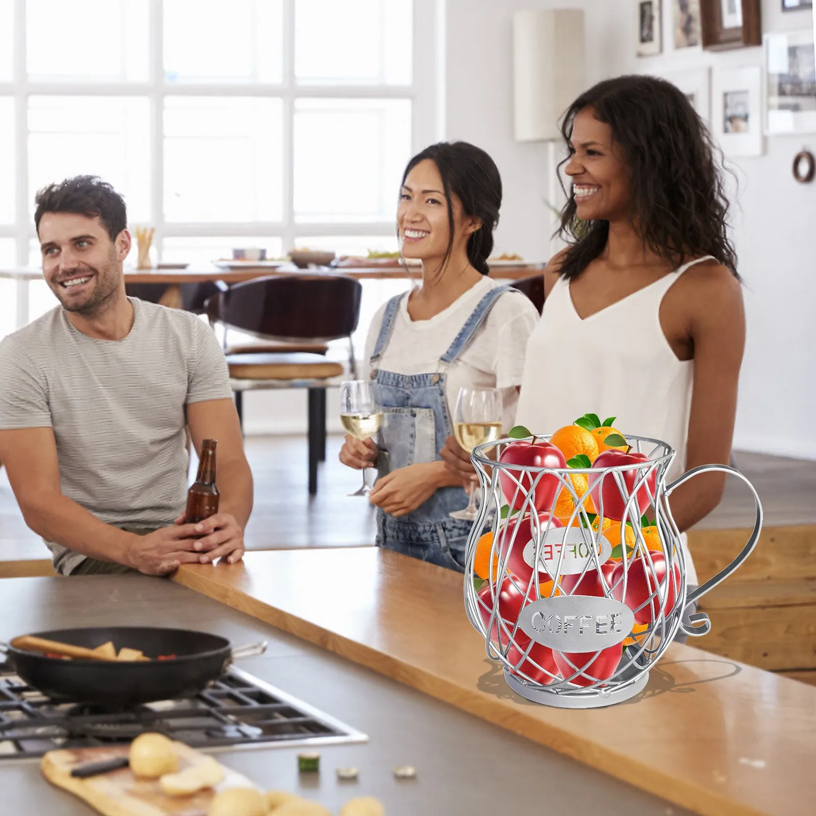 

Hollowed Coffee Capsule Storage Basket Creative Coffee Cup Shaped Fruit Coffee Pod Organizer Holder for Home Cafe Hotel Ornament