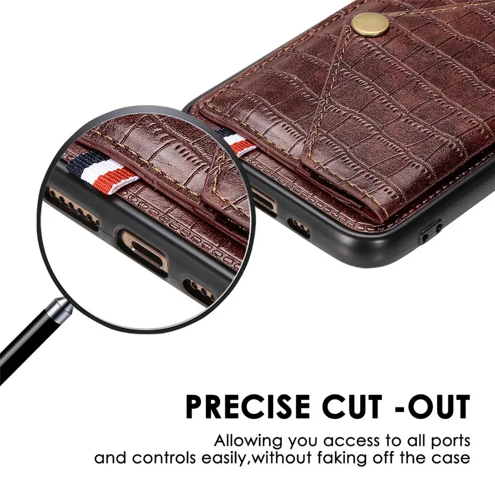 

HQ Crocodile Pattern Phone Case Magnet Leather Flip Phone Case for iPhone 12 Pro Max 11 Pro X XS XR 8 7 6 6s Plus Shell Cover