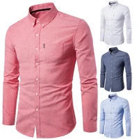 spring long sleeve formal shirt for men solid slim basic turn down collar business dress shirts%c2%a0for daily life