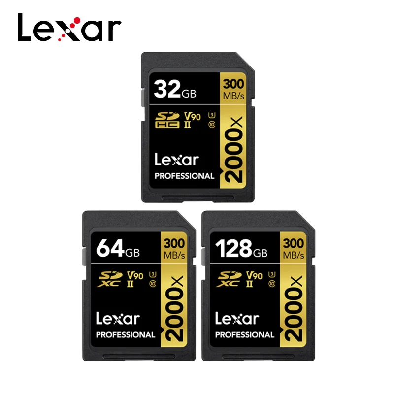 Lexar Memory Card 128GB Professional SD Card 64GB 2000x High Speed SDHC SDXC Card 32GB UHS-II Card U3 For 4K Full HD Video Camer