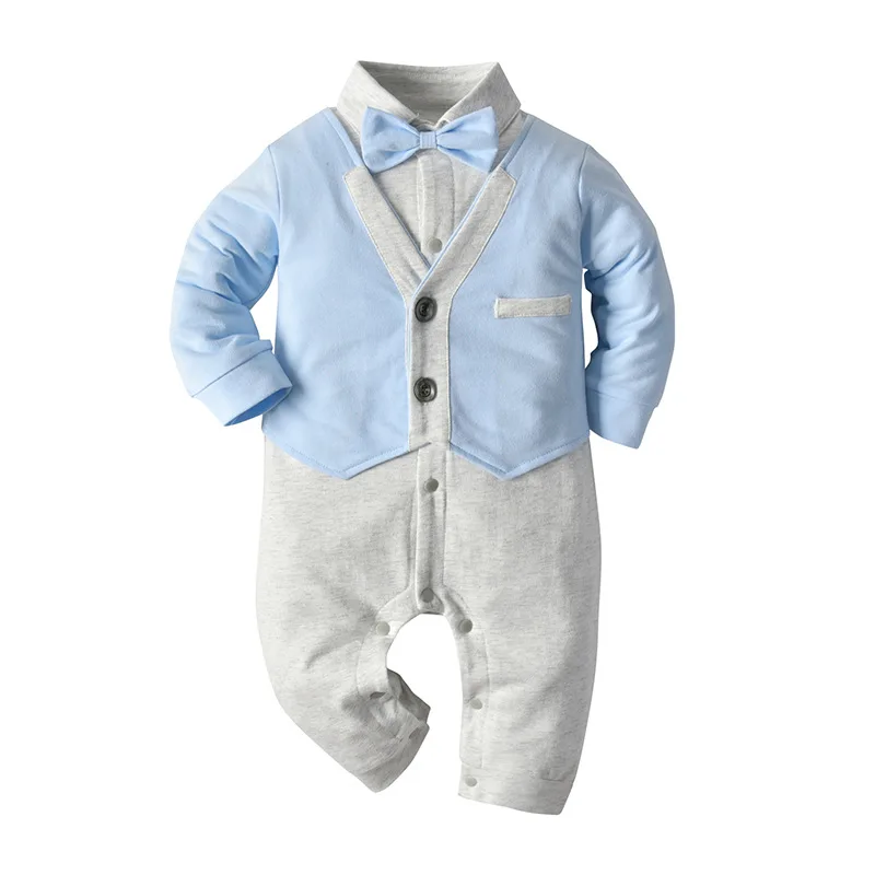 

Infant Clothing Formal Autumn Boy Overalls Baby Rompers Cotton Long-Sleeves Jumpsuit Costume Newborn Boys Clothes Fake Vest 24M