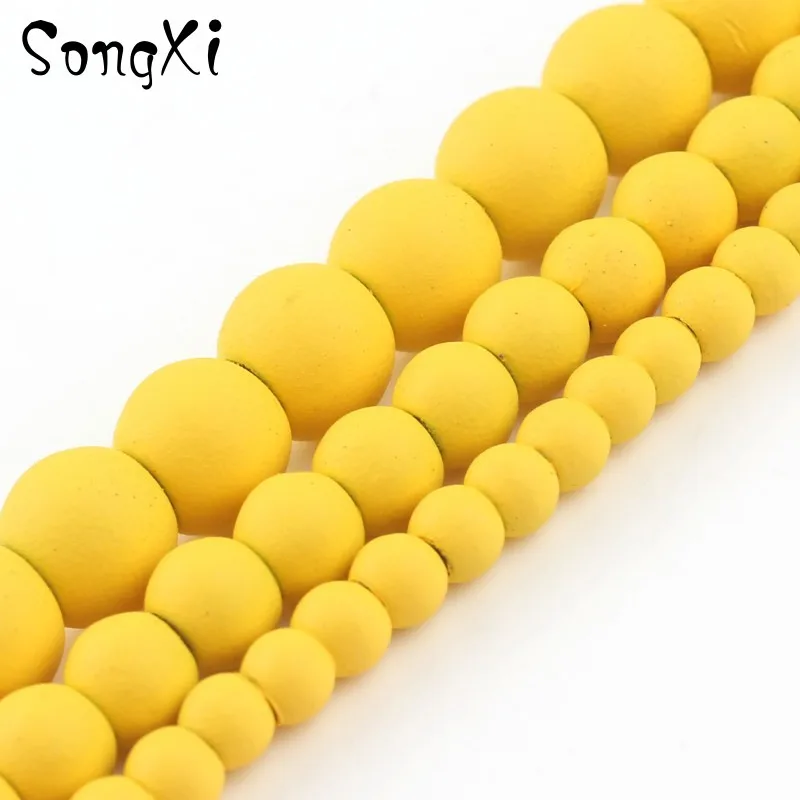 Бусины из натурального камня темно-желтые круглые бусины гематита и для