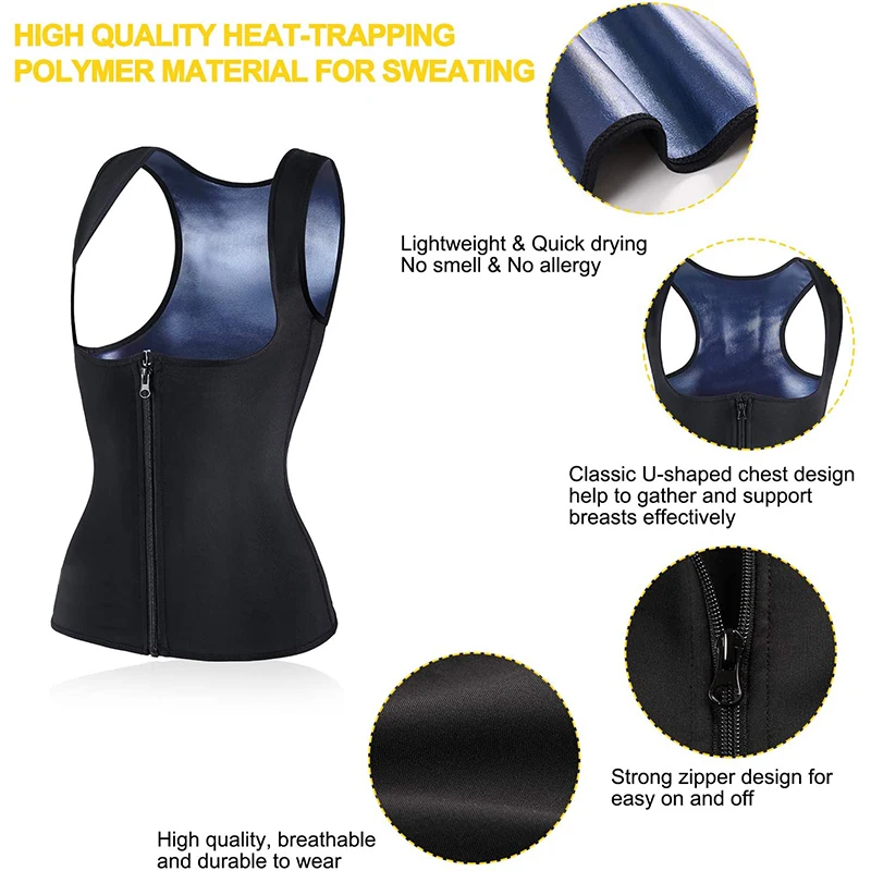 skims shapewear Women Sauna Shaper Vest Thermo Sweat Shapewear Tank Top Slimming Vest Waist Trainer Corset Gym Fitness Hot Workout Zipper Shirt maidenform shapewear