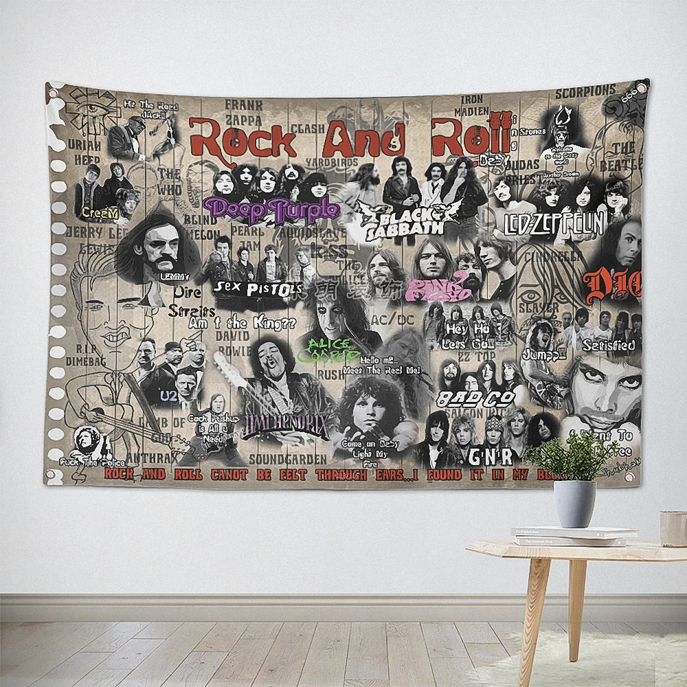 Pop Rock Nặng Kim Loại Âm Nhạc Poster Vải Cờ Dán Tường Treo Tranh Bida Phòng Phòng Thu Chủ Đề Trang Trí Nhà F