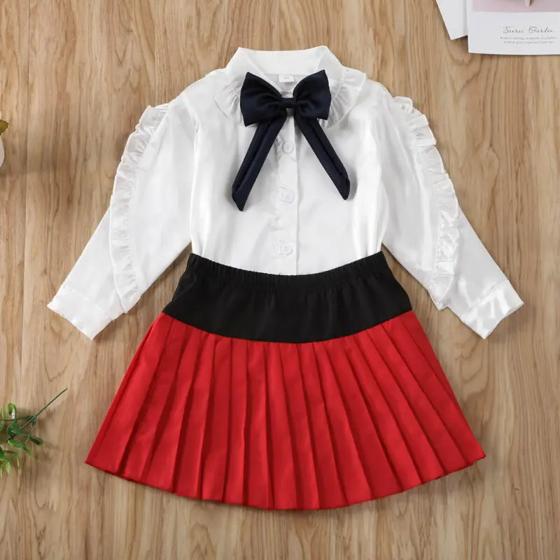 Коллекция 2020 года комплект школьной одежды для девочек белые топы с длинными