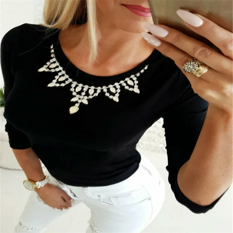 Женская Базовая футболка с длинным рукавом круглым вырезом | одежда