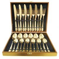 1624pcs golden cutlery dishes dinnerware table sets tableware stainless steel gold flatware fork spoon knife set dinnerware set