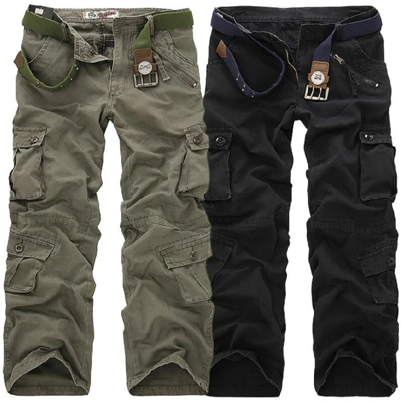 

Men Cargo Pants High Quality Casual Long Trousers Loose Multi Pocket Camouflage Military Pants Men's street Joggers Plus Size 44