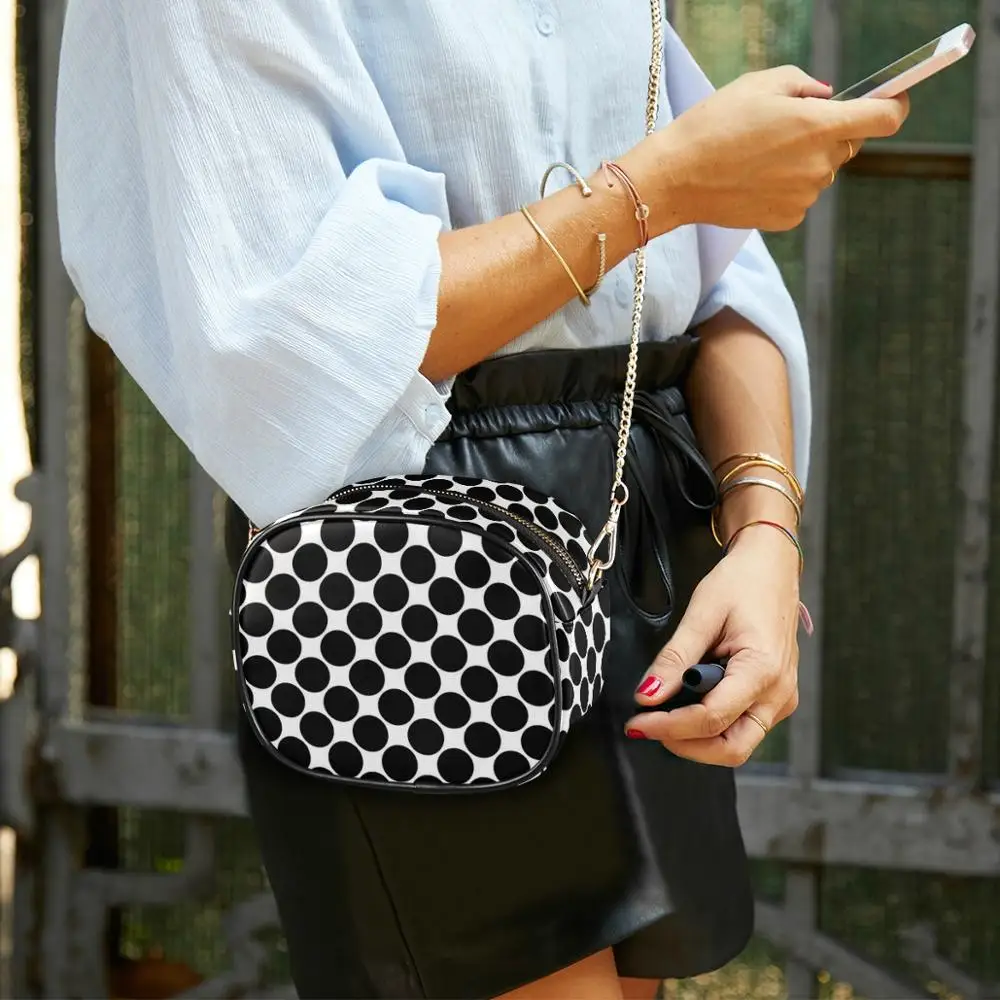 

Hot Leather Bag For Women Handbag Large Capacity Lady Shoulder Bag Black And White Lattice luxury Crossbody Messenger Bag Black