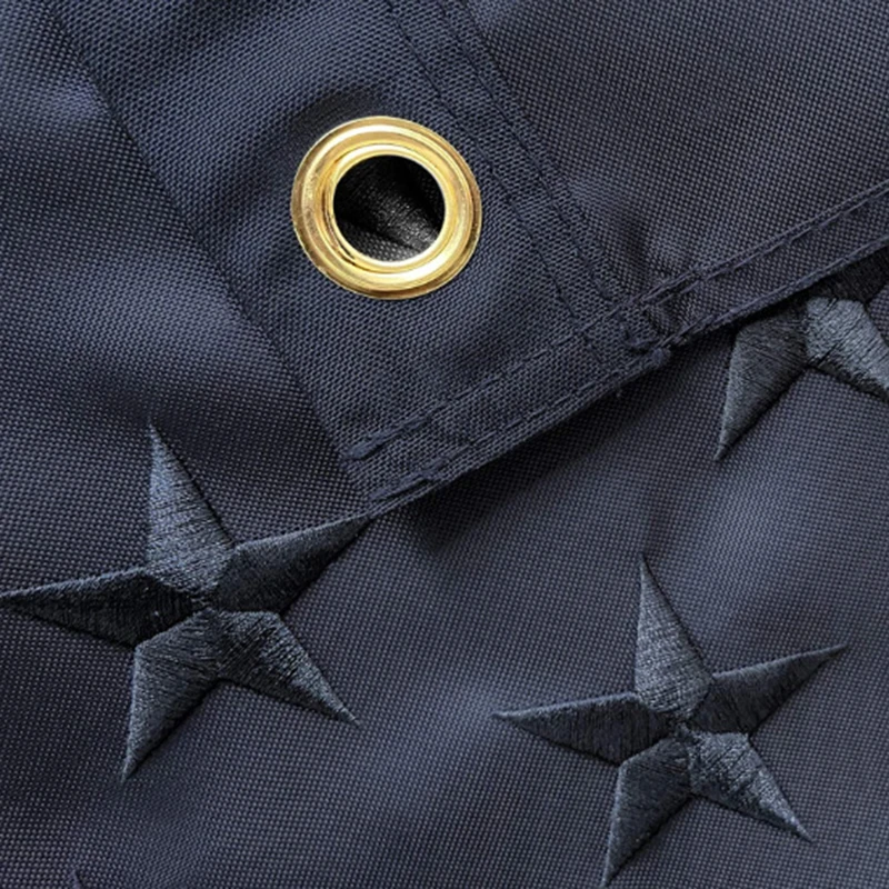 

3.5"x6" All Black American Flag 50pcs Embroidered Stars 13pcsSewn Stripes for Blackout Heavy Duty USA Flags JS23