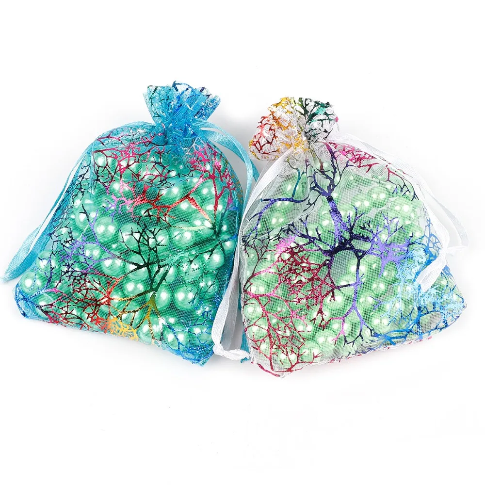 

50pcs/lot 7x9cm 9x12cm 10x15cm Colorful Organza Bags Jewelry Packaging Bags Wedding Favor Gift Bags Drawstring Pouches