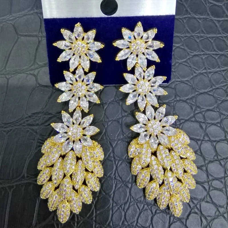 GODKI известный бренд в нигерийском стиле цветок лист трендовые длинные серьги