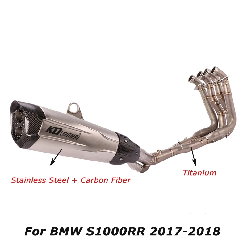 

Для BMW S1000RR 2017-2018 мотоцикл выхлопные трубы глушитель выхлопных газов вентиляционные трубы Титан спереди коллекторная труба весь набор Систе...