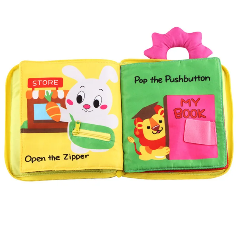 

Kid Cloth Book Baby Stroller Cognition Squeak Cute Toy Soft Infant Early Education Development Book UY8