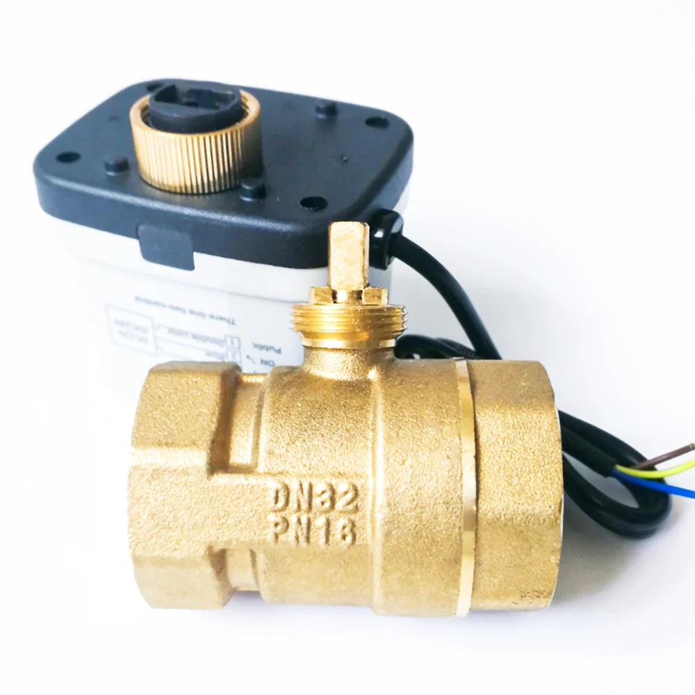 

TF DN32 Electric water valve DC12V, 3 lines control electric valve actuator, 1-1/4" brass valve for swimming pool water supply