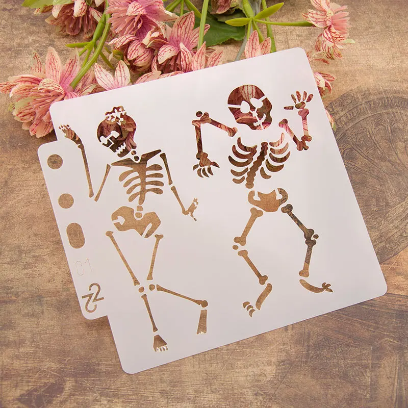 

13cm 5.1 "Dance Skeleton DIY Layered Paint Scrapbook Coloring Embossing Album Decorative Card Template