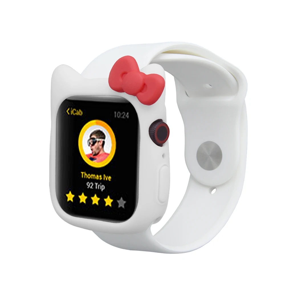 Силиконовый чехол для Apple Watch, чехол 5, 4, 44 мм, 40 мм, мультяшный чехол hello kitty для iWatch 3, 2, 1, 38 мм, 42 мм, защитный чехол