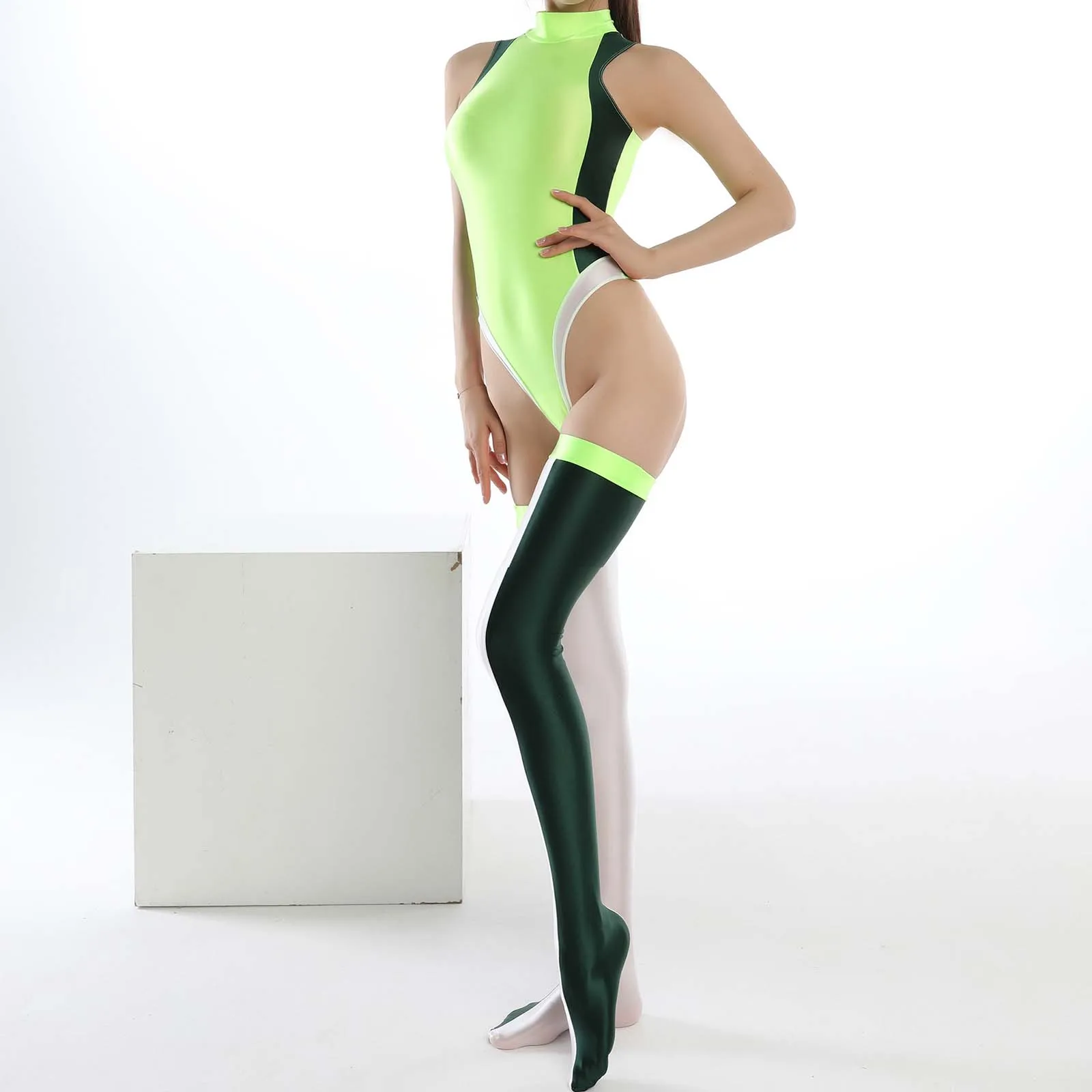 Женское нижнее белье сексуальное трико на молнии сзади с высоким вырезом боди