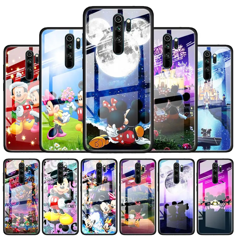 

Mickey Minnie cute for Xiaomi Redmi K40 K30 K20 Pro Plus 9C 9A 9 8A 7 Luxury Shell Tempered Glass Phone Case Cover