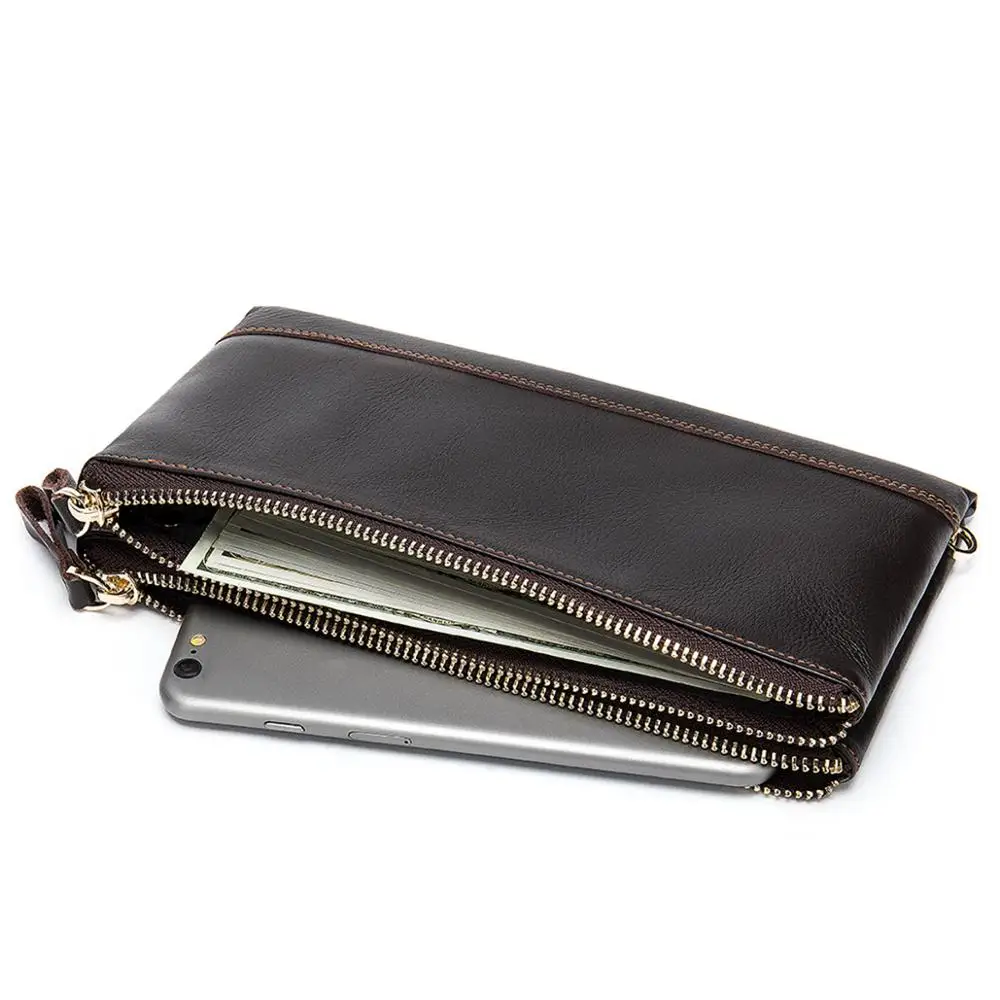 

Genuine leather Zipper Coin Pocket Long Purse Passport Cover For Men Card Holder Purse