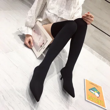 

Women's Mid Calf Boots Autumn Shoes Winter Footwear Round Toe Sexy Thigh High Heels High Sexy Boots-Women Luxury Designer 2021