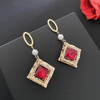 new diamond square earrings women fashion temperament silver needle crystal earrings freshwater pearl stud earrings jewelry