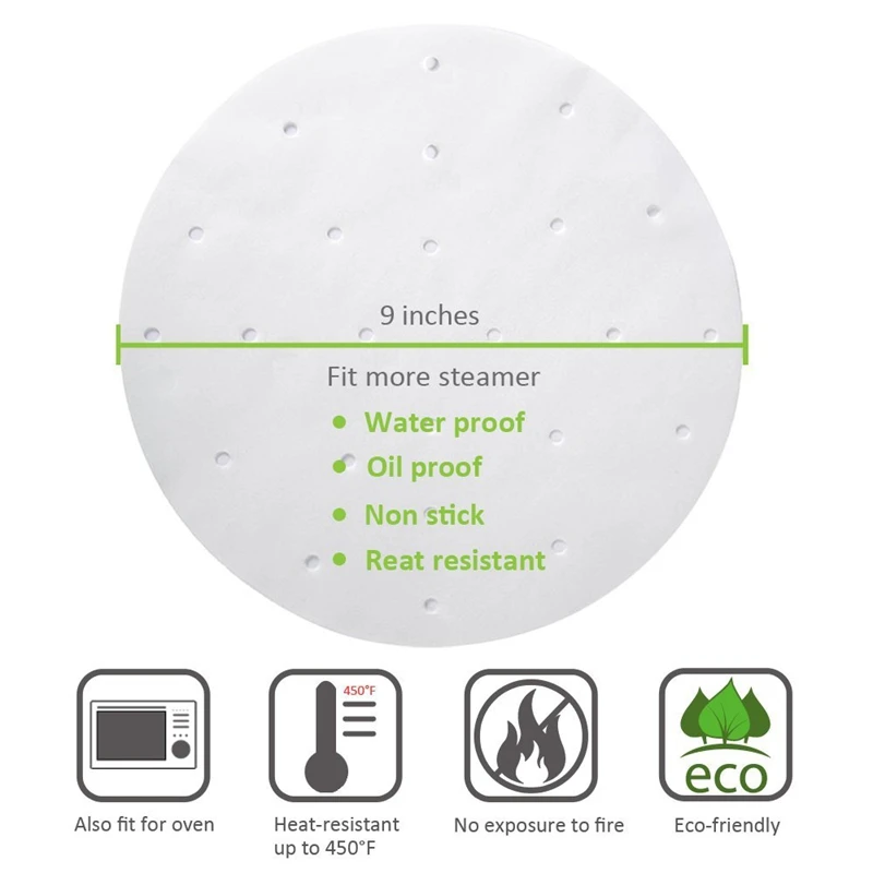 100 шт. воздушные фритюрницы вкладыши 9 дюймовый бамбуковый пароход Премиум