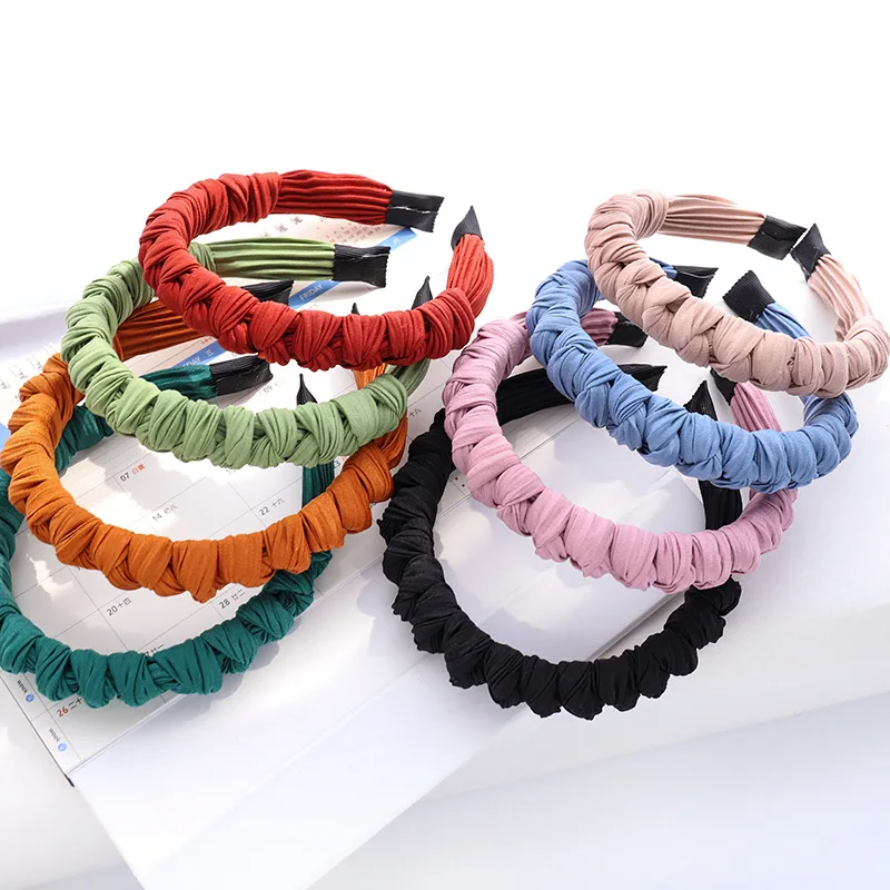 

Повязка на голову женская однотонная в полоску, модный аксессуар для волос, бандаж для мытья лица с узлом и широкими полями, карамельные цве...