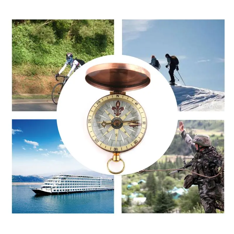 Винтажные медные откидные металлические карманные часы Компас Кемпинг Туризм